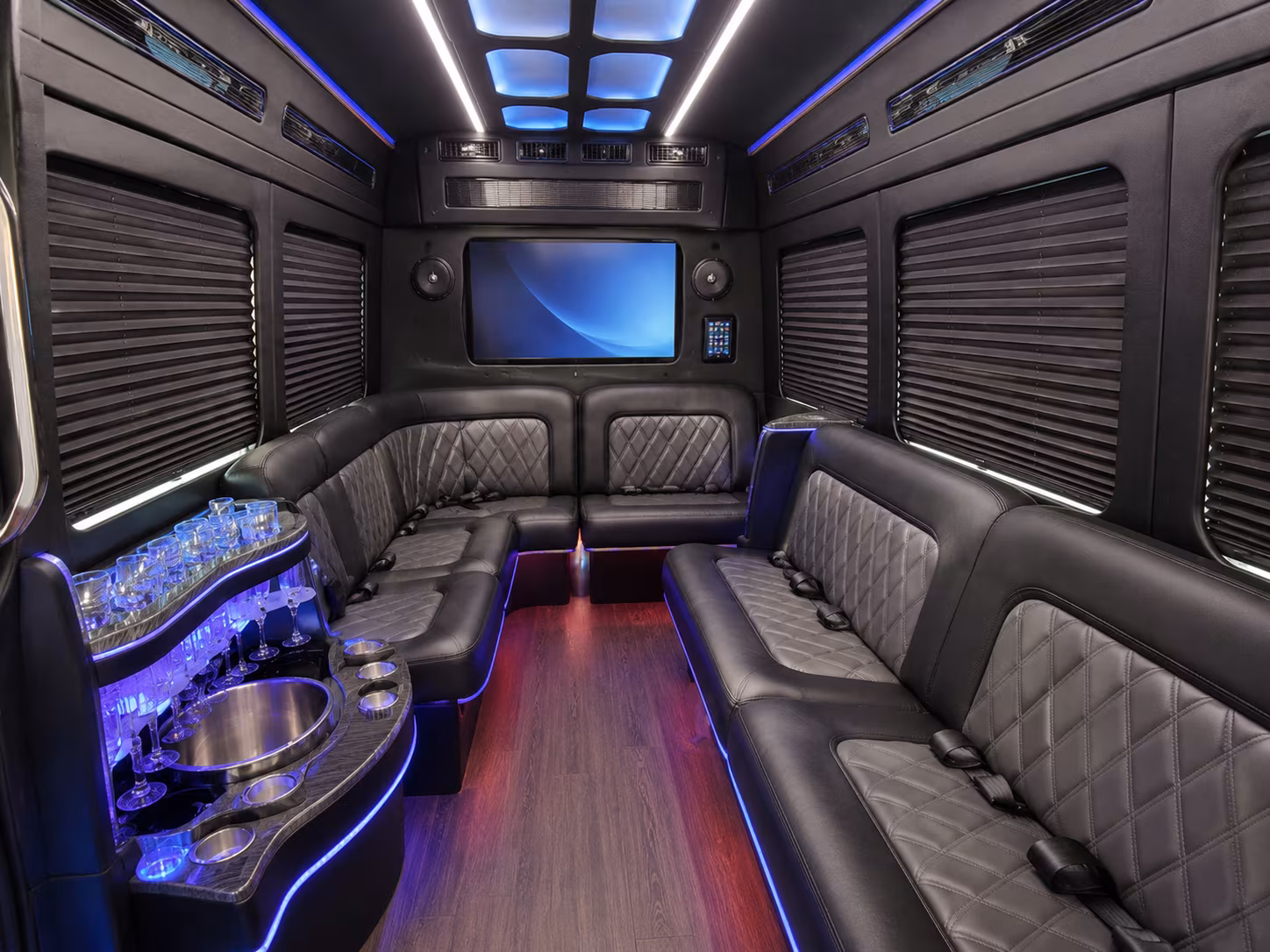 hialeah 50 passenger party bus inside